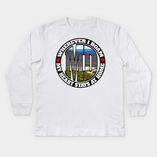 Heart Stays Home - Maryland Kids Long Sleeve T-Shirt